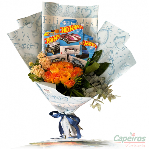 Ramo Rosas y Hot Wheels